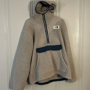 The North Face Sherpa hoodie. Good condition. Small stain on sleeve